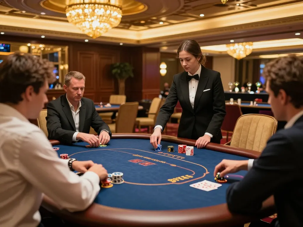Jdclub9vip gamers enjoying a high-stakes poker game in a luxurious VIP casino area, showcasing thrilling gameplay.