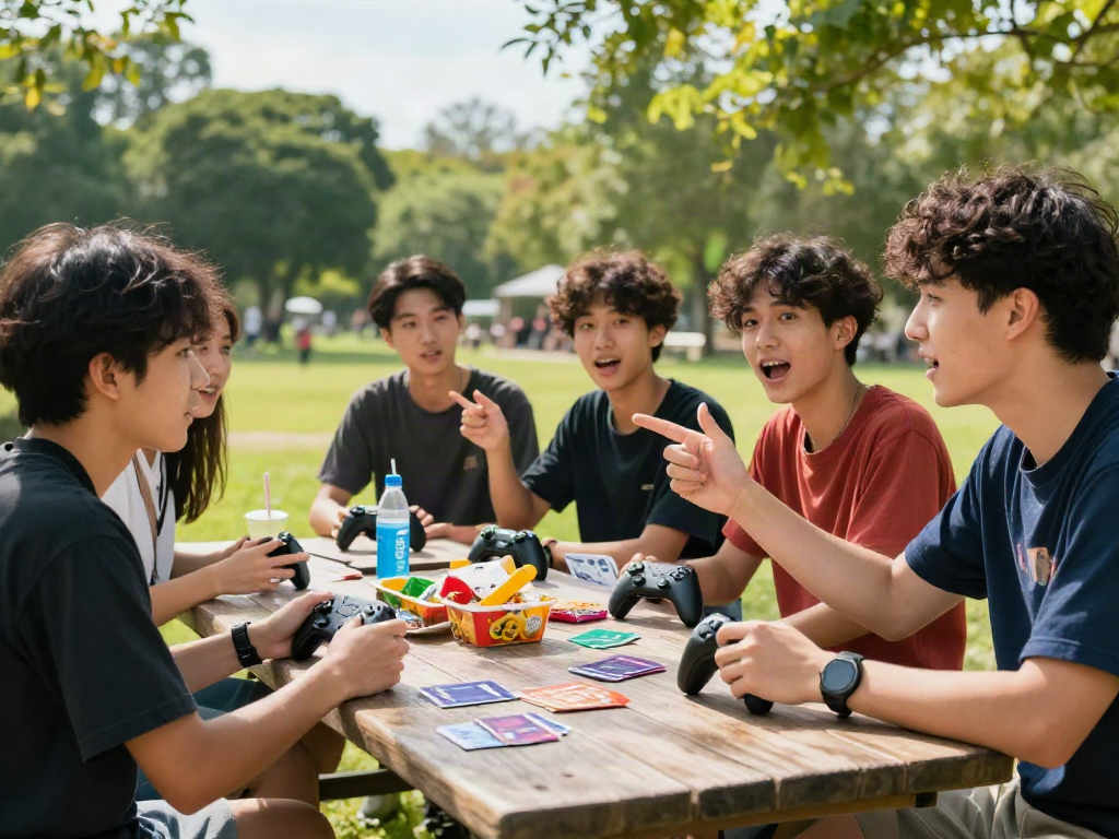 Engaging group enjoying gaming activities outdoors, embodying the ROKOK88 spirit.