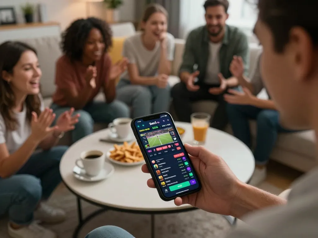 Mobile sports betting action with live odds on debet67.com in an inviting home atmosphere