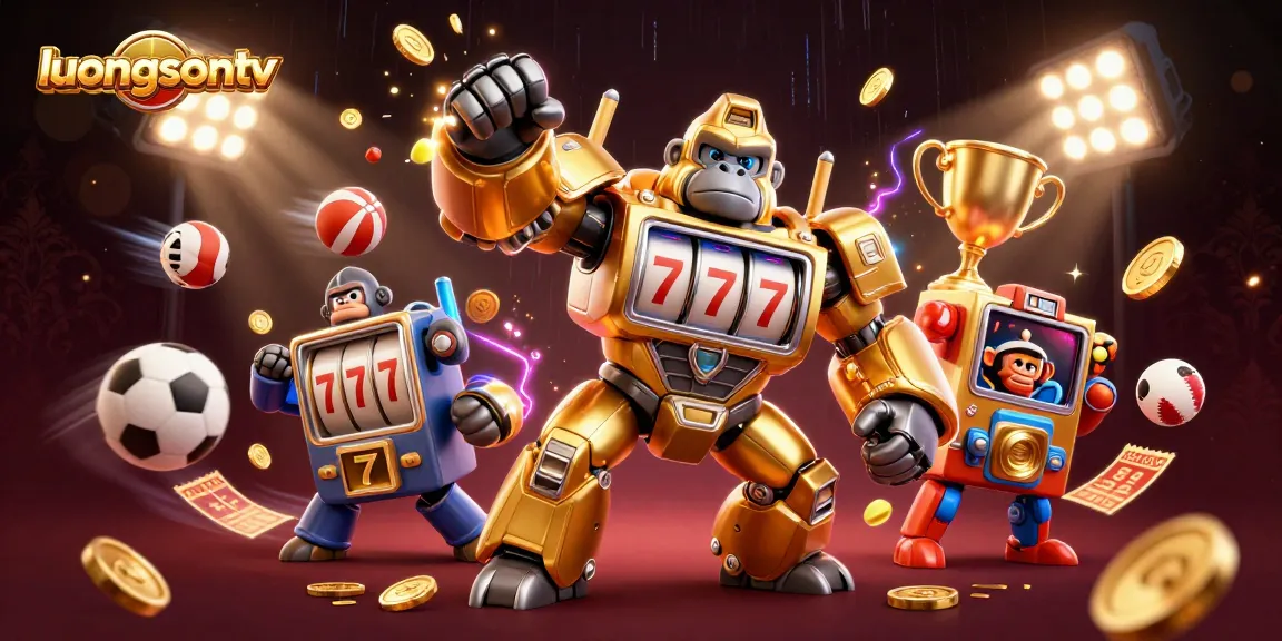 Experience exciting sports betting action on luongsontv with a powerful golden gorilla mech and dynamic gaming elements!