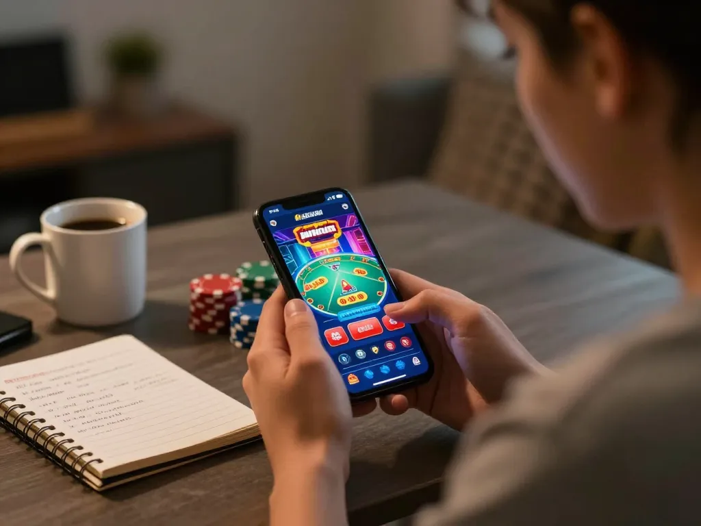 Playing on the iwin club mobile app while analyzing strategies and managing bankroll.