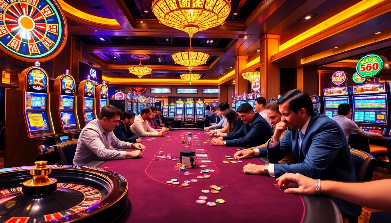 Intense poker game scene at mb66 with exciting casino atmosphere and vibrant colors.