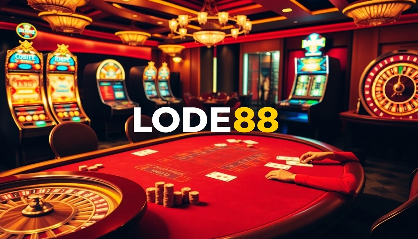 LODE88 offers an exciting casino experience with poker and vibrant slot machines.