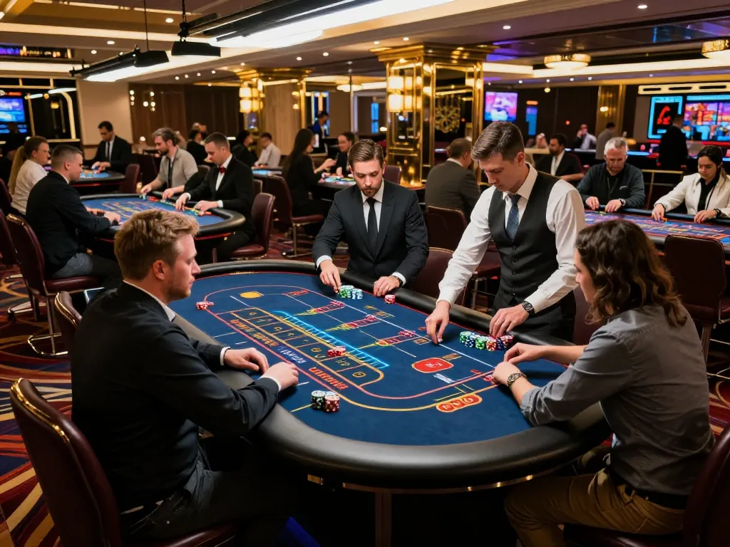 VT88 players immersed in strategic roulette gameplay under vibrant casino lights