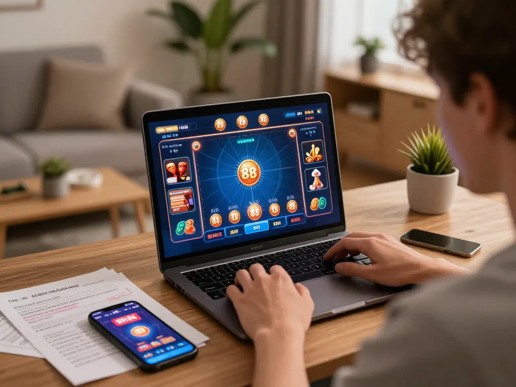 Experience thrilling casino gameplay with dh 88 app on modern laptop at home.
