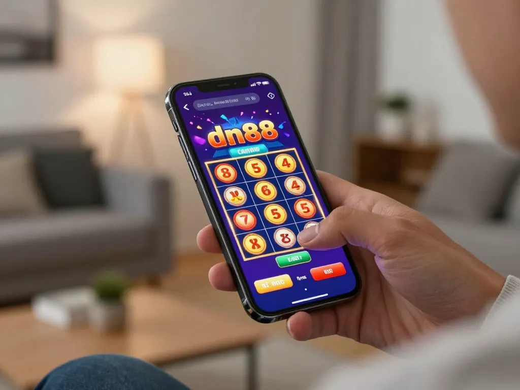 Engaging gameplay on the dn88 casino app showing exciting slot game graphics on a smartphone.