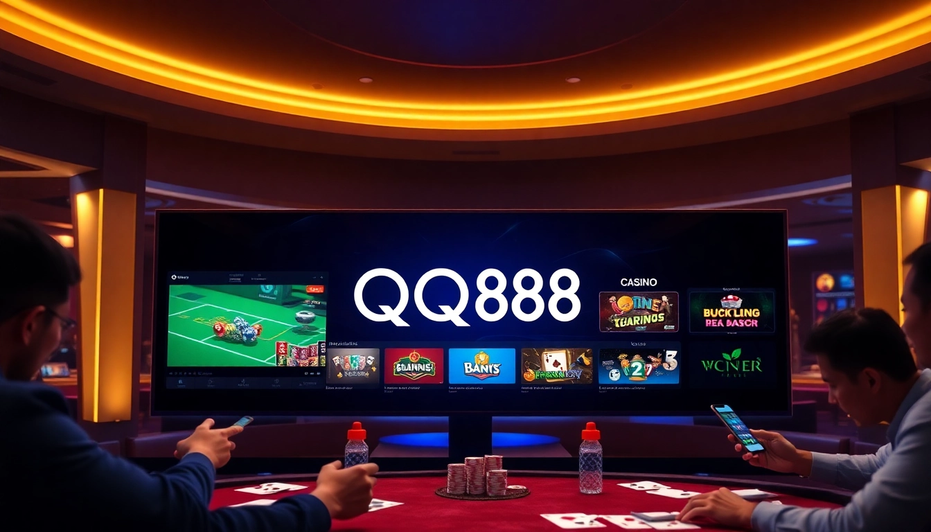 QQ88 online gaming interface with live betting and casino features
