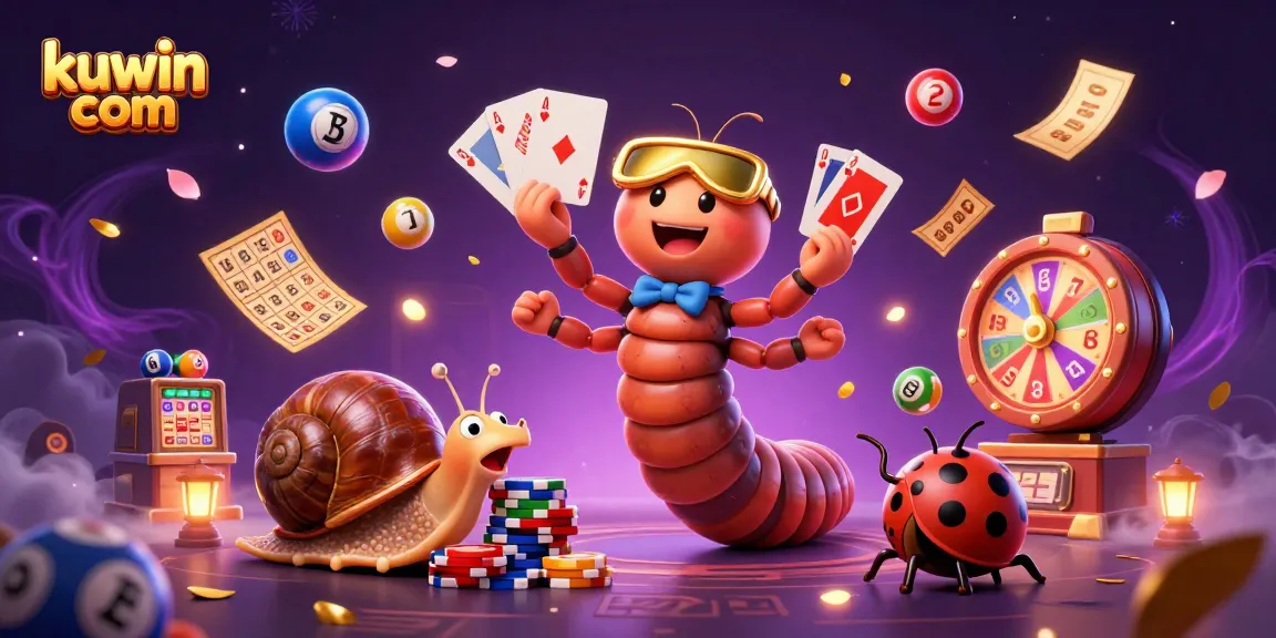 Engage with kuwin com and win big in this lively casino illustration filled with vibrant game elements.