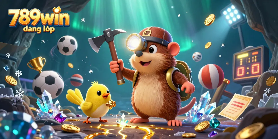 Join the adventure with 789win đăng nhập as the treasure hunter mole discovers riches in a vibrant casino environment.