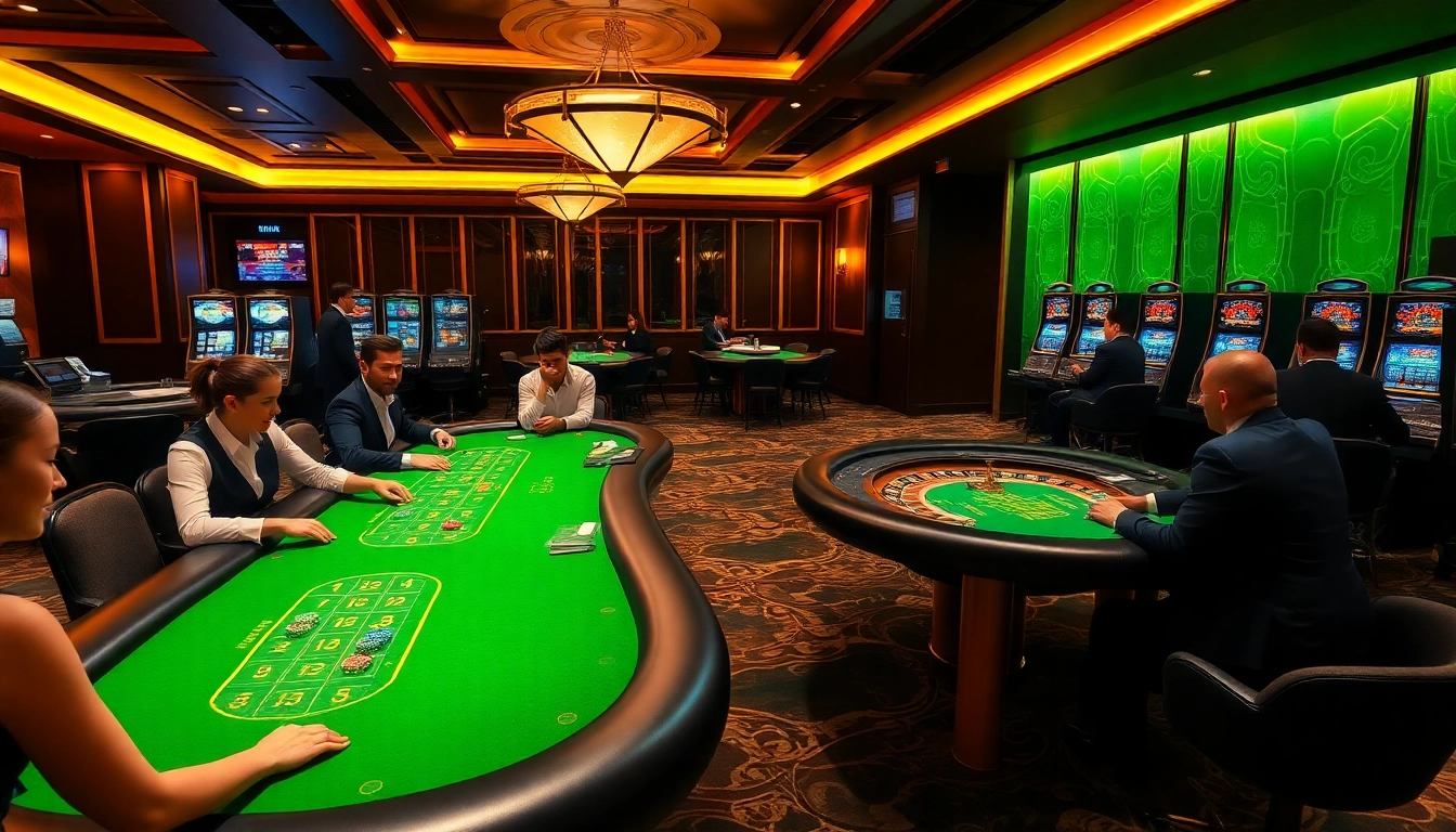 Experience tension and excitement at tg88’s luxurious casino setup with vibrant gaming tables and professional dealers.