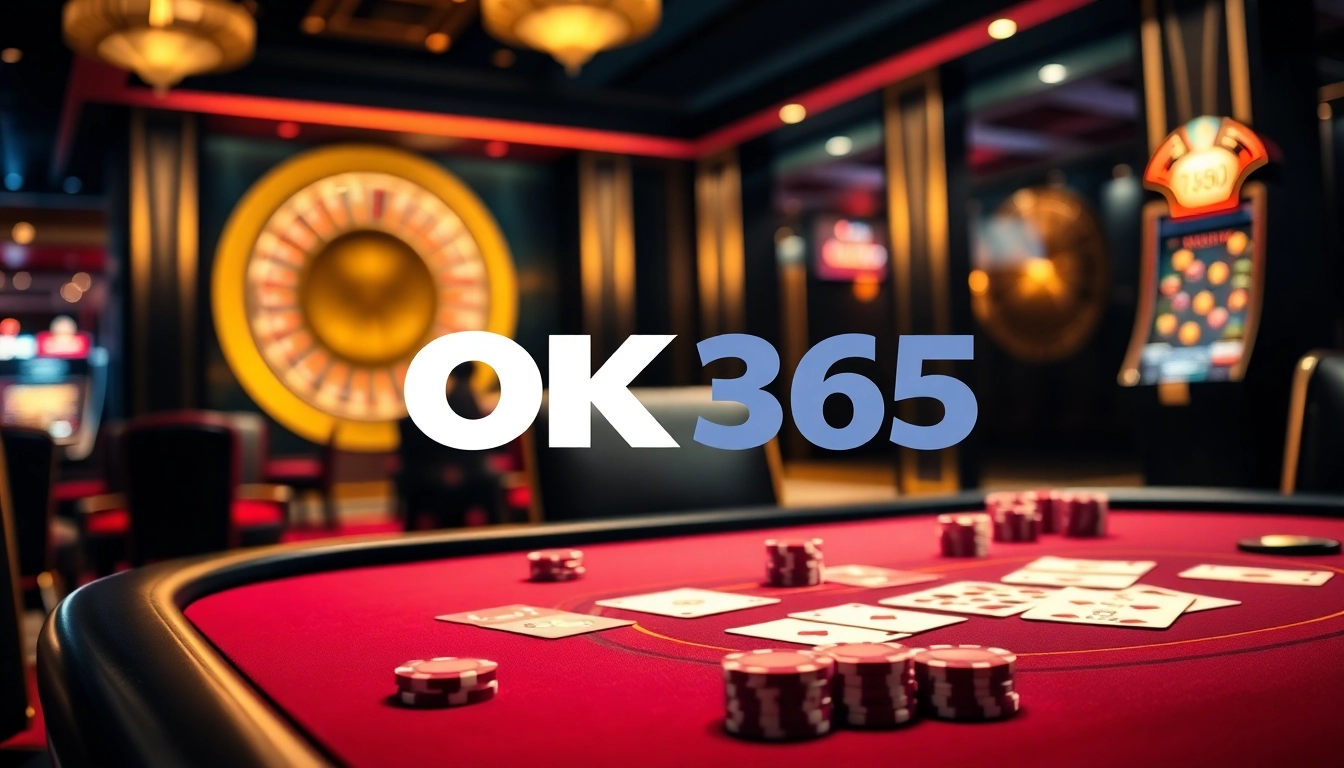 Gambler engaging in a thrilling game at OK365 casino table with vibrant atmosphere.