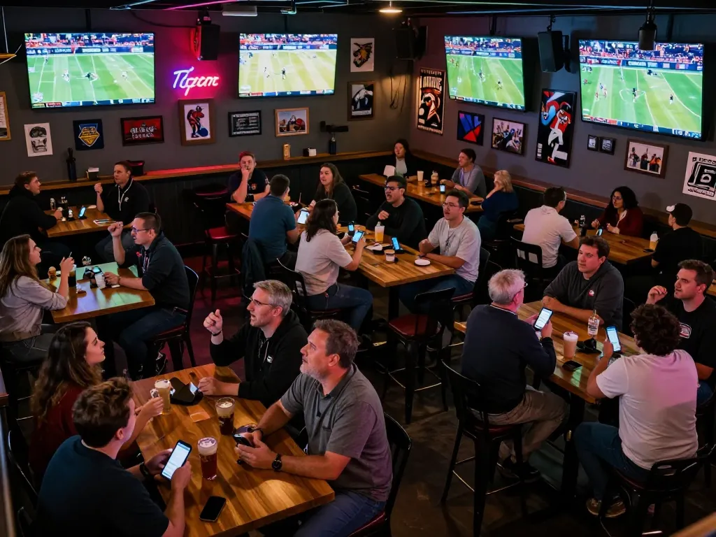 Watch sports betting excitement at the lively UU888 sports bar during game night.