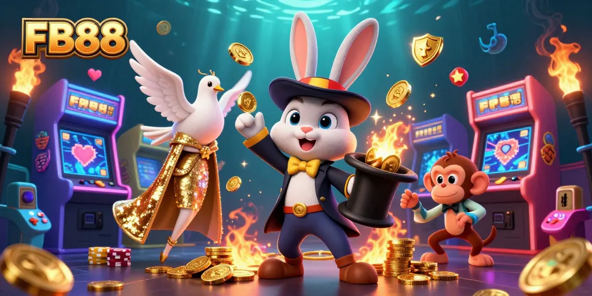 Experience the thrilling world of FB88 with a magical rabbit and dazzling casino elements!