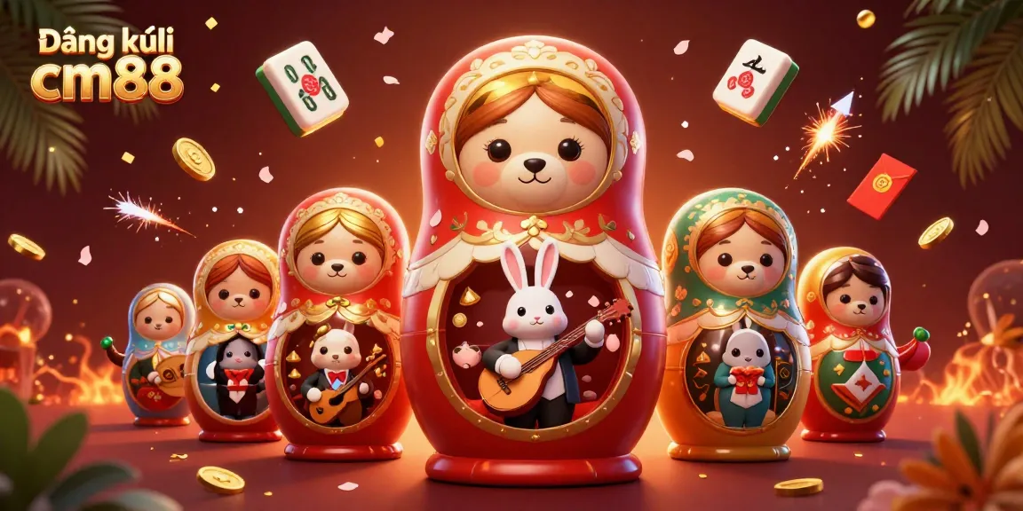 Play and win with Đăng ký cm88 carousel of vibrant 3D characters celebrating casino excitement.