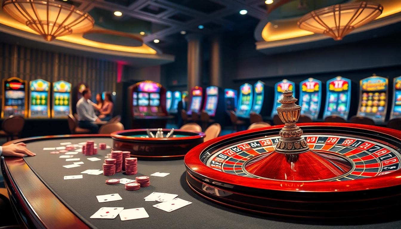Players enjoying an exciting game at 789bet casino with poker chips and roulette.