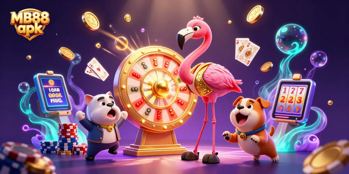 Spin to win with MB88 apk at the exciting 3D casino prize wheel and vibrant game elements!