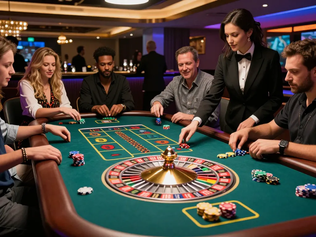 Players engaged in an exhilarating roulette game at HIT CLUB casino, capturing the thrill of betting.