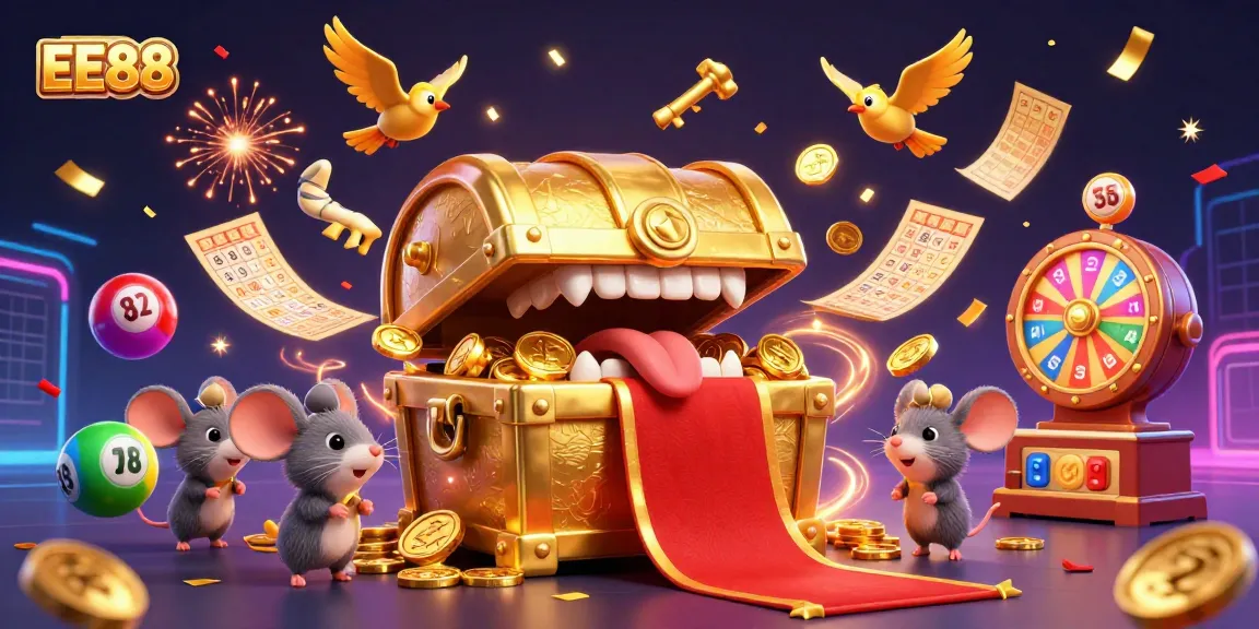 Experience the fun of EE88 with vibrant casino elements and exciting lottery visuals.