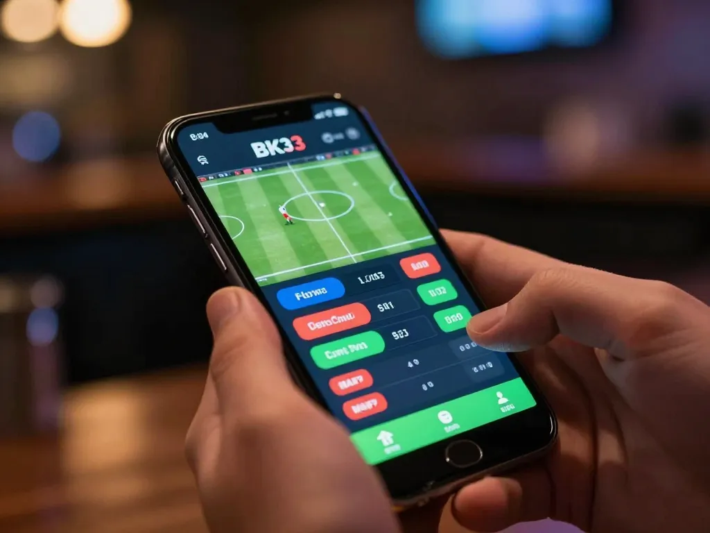 Place live bets on BK33’s sports betting app during an intense match.