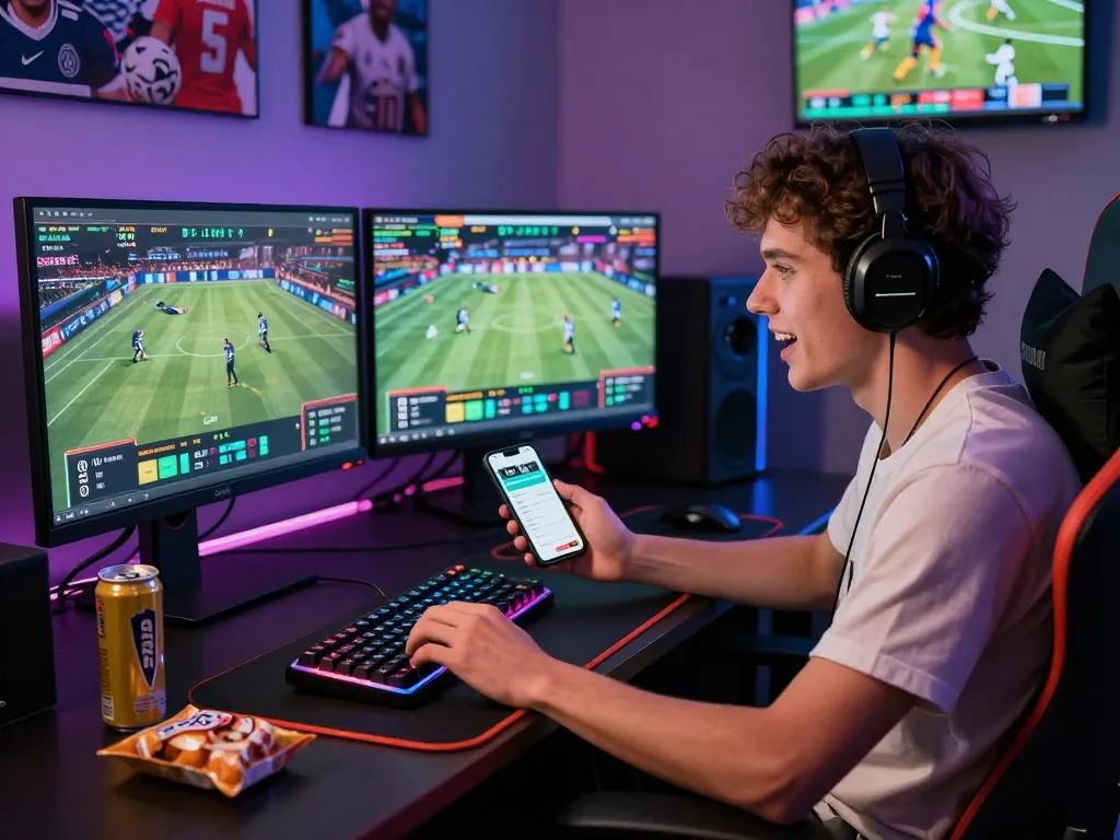Engaging online gambling moment showcasing zbet platform with live sports odds.