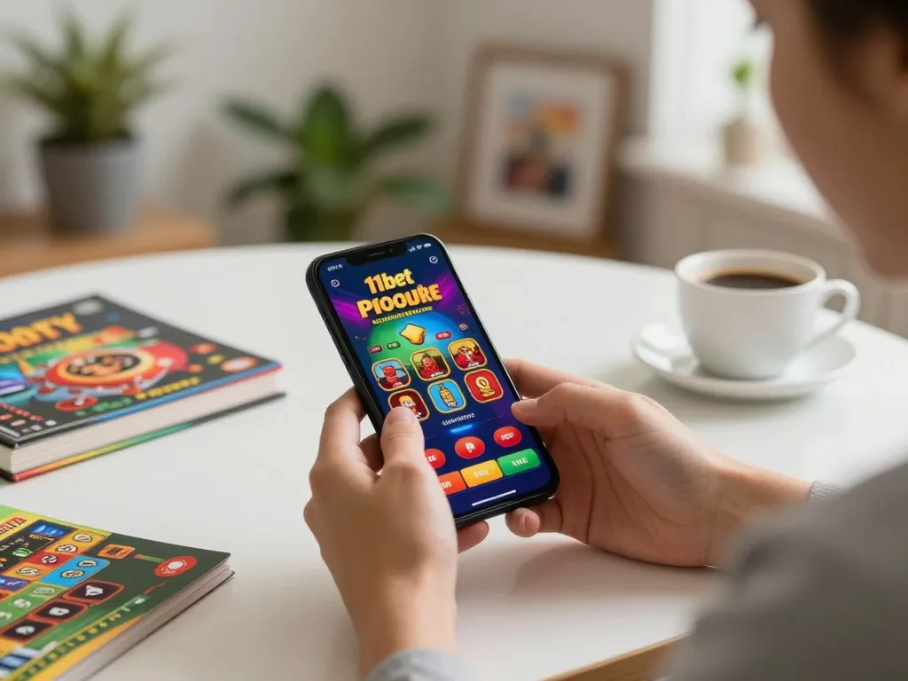 Engaging with the 11bet mobile app in a cozy home setting for online gaming