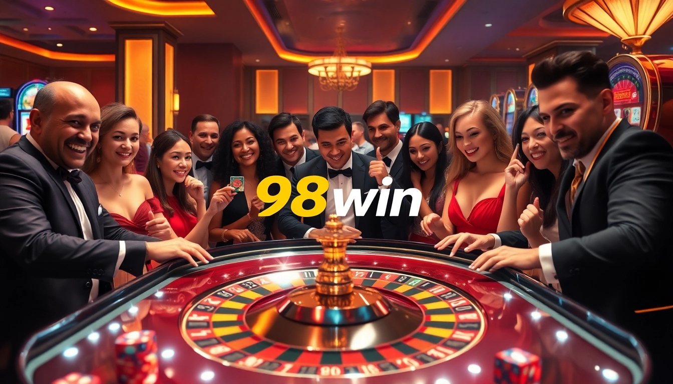 Experience high-stakes excitement at 98win's luxurious casino with roulette and poker games.