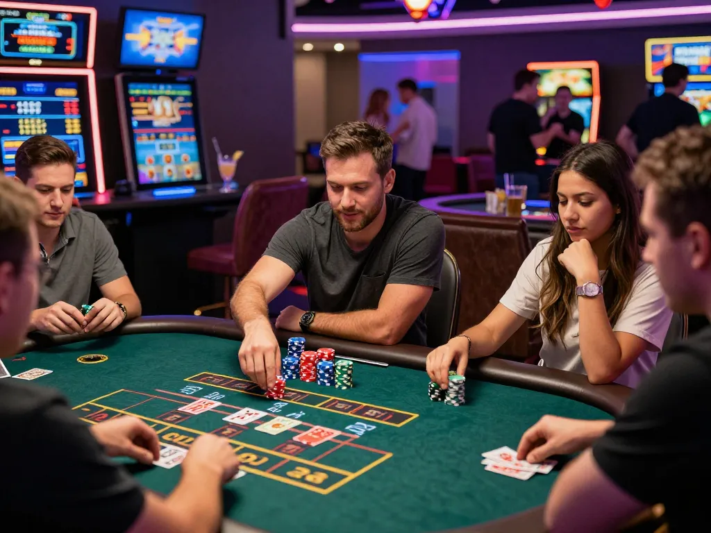Exciting live casino gaming atmosphere featuring players at a gaming table on https://bong99.pro/.