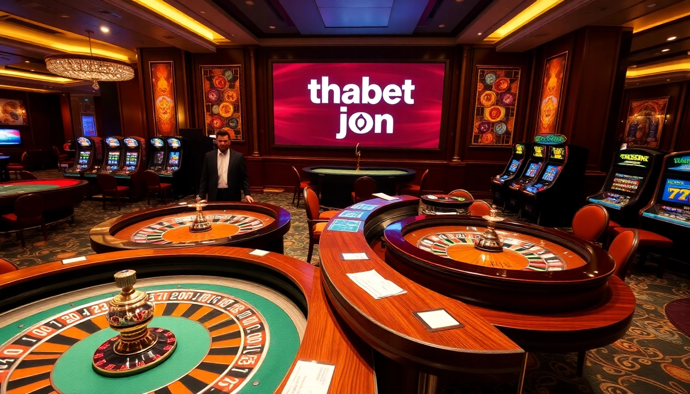 Experience the thrill of high-end gambling at 'thabet john' casino, with vibrant slot machines.