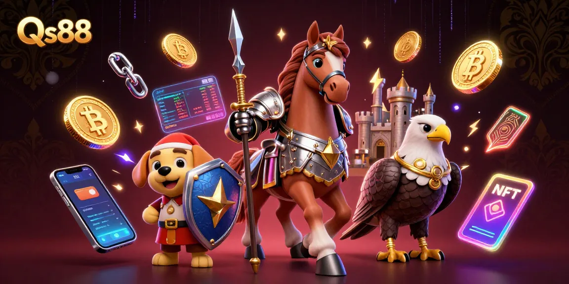Engage with Qs88's vibrant gaming experience featuring unique knight characters and rich crypto elements.