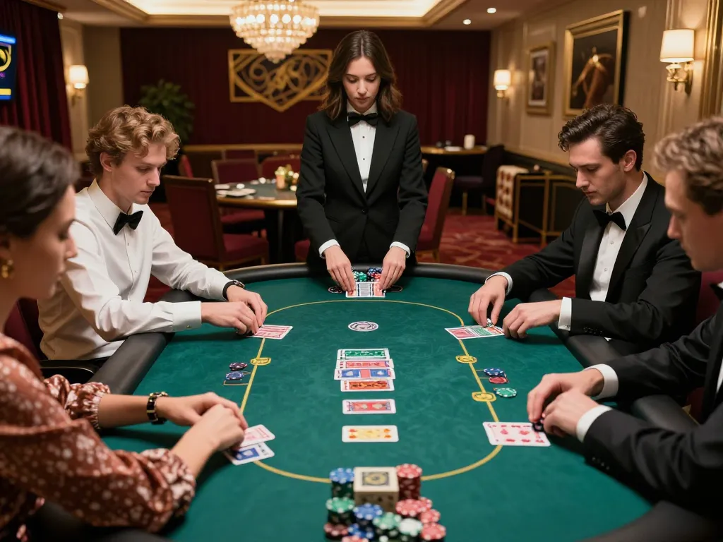 Engaged players at VIP table during high-stakes game, utilizing Link đăng ký Vin88 for best gaming experience.
