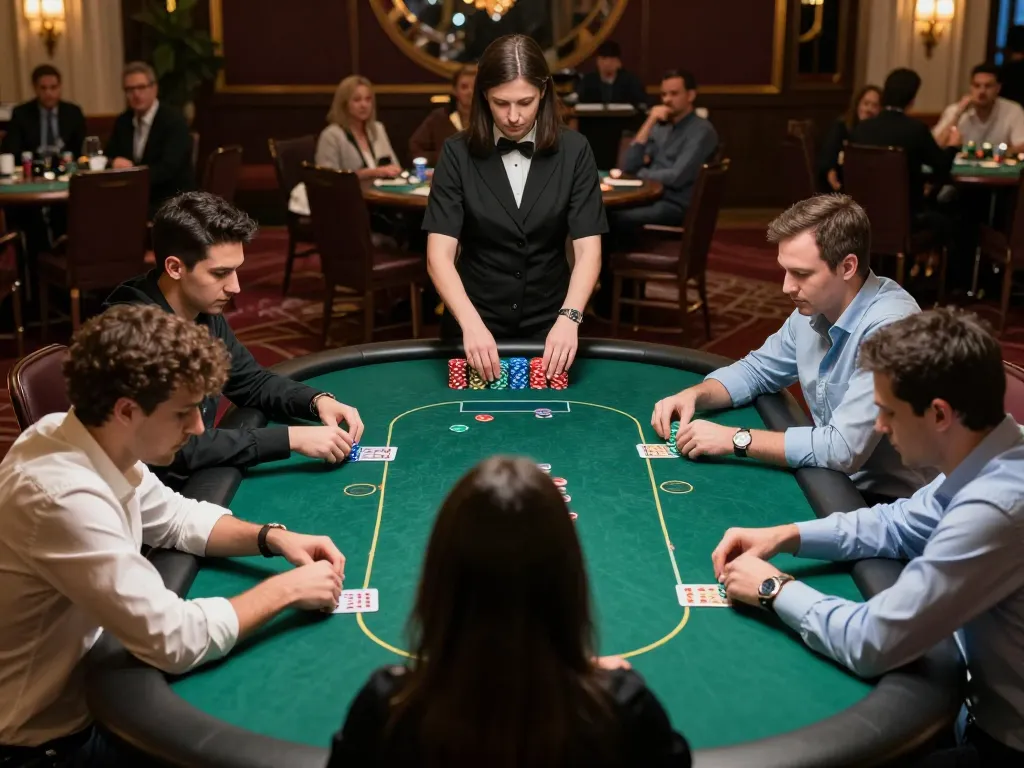 TR88 poker game in a luxurious casino setting with players strategizing during an intense match