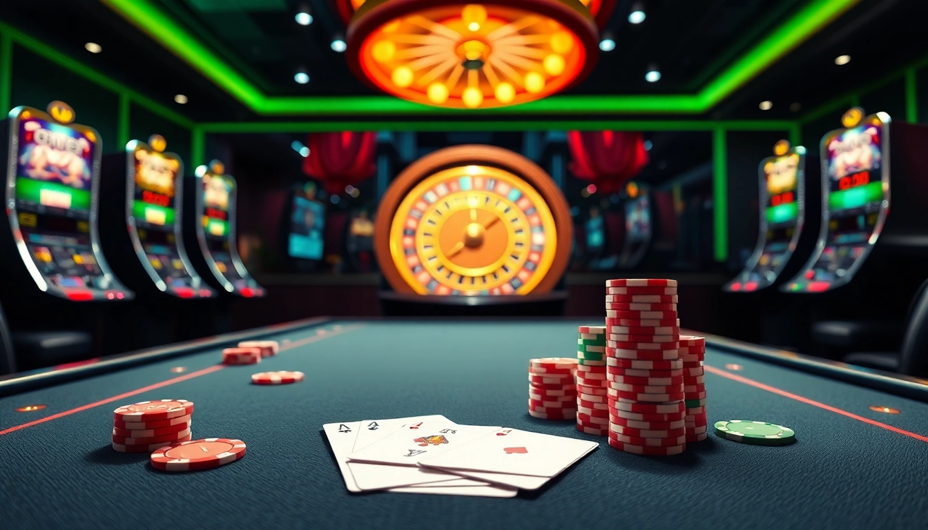 Experience the thrill of EV88 with a vibrant online casino showcasing poker and slot machines.