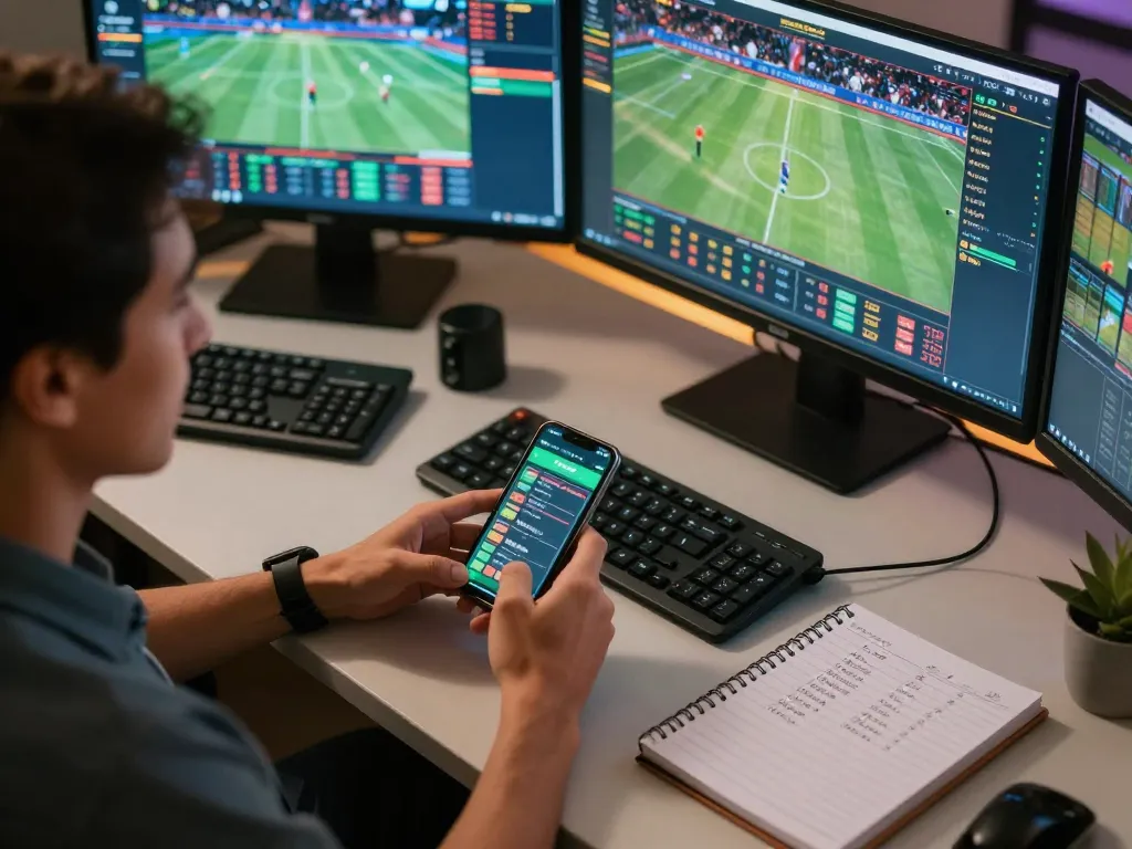 Engaging online sports betting scene with the keyword da88 as user reviews live odds and strategizes.