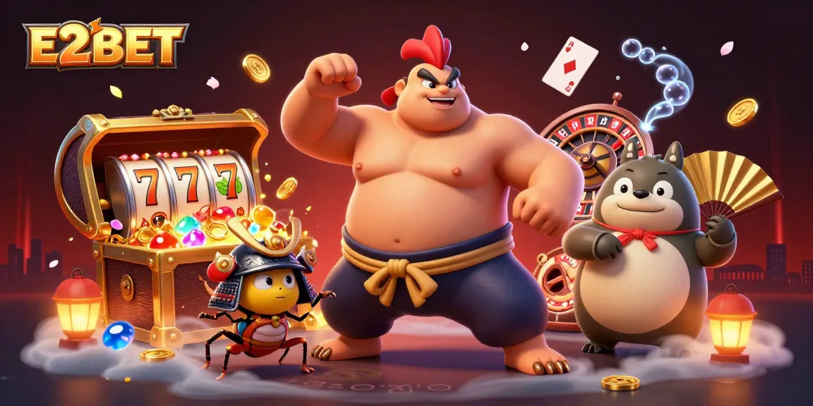 E2BET offers a vibrant online casino experience featuring engaging characters and rich gaming elements.