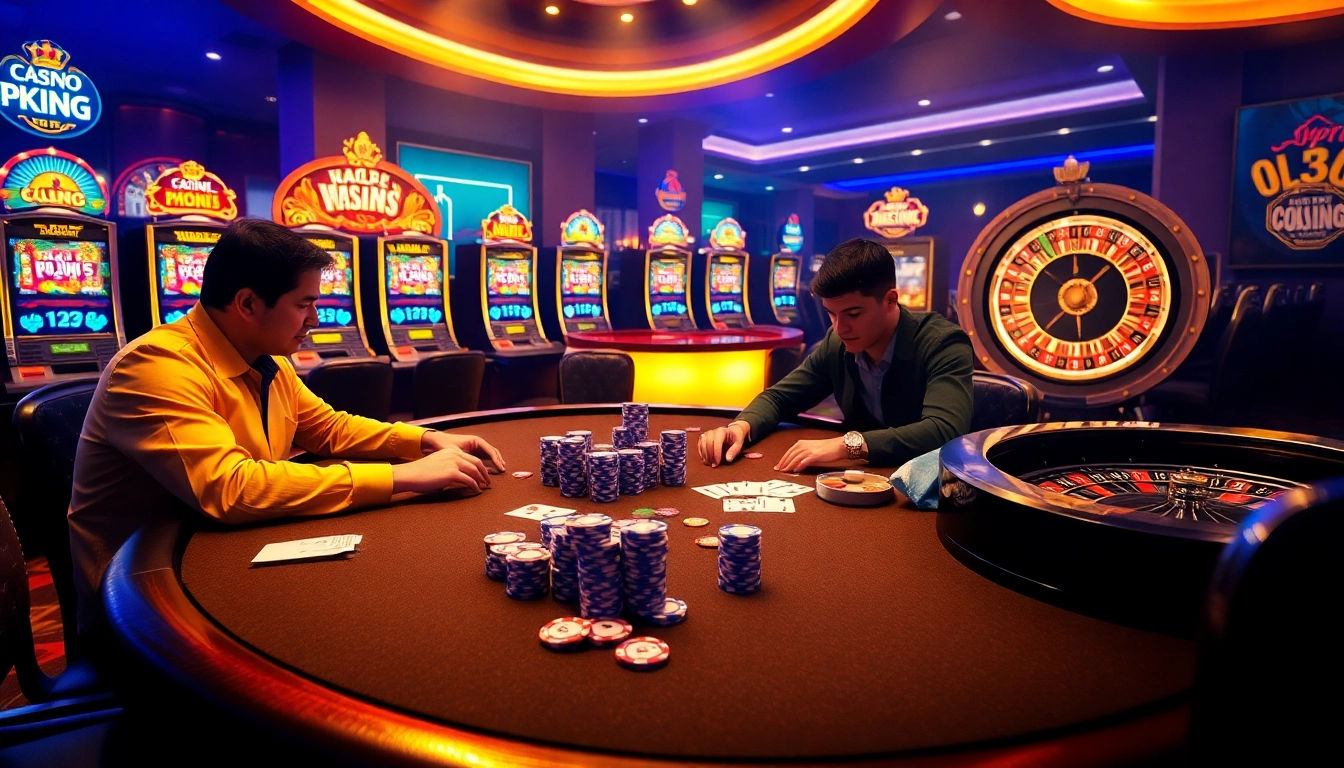 Intense poker action at a luxury casino featuring mmoo com elements.