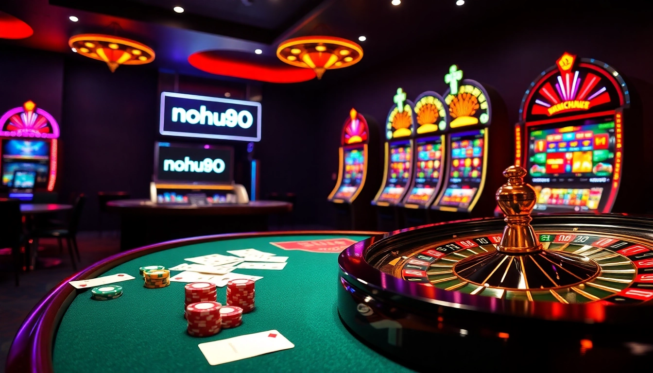 Action-packed gaming at nohu90 featuring vibrant casino tables and dynamic slots.