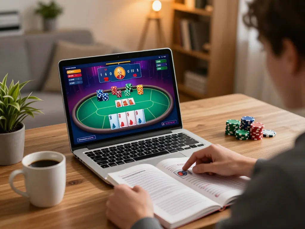 Enjoying online poker gameplay on five88cd, focusing on strategy and bankroll management.