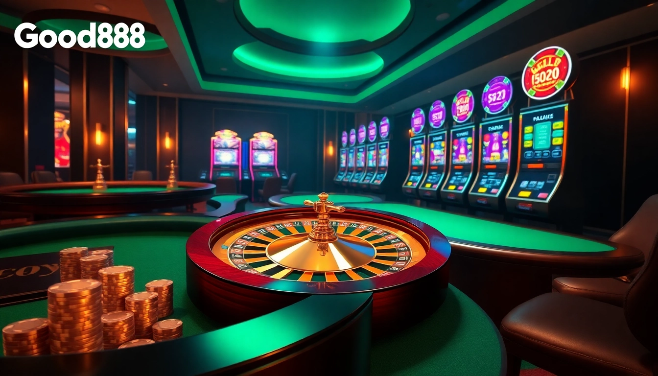 Players engaging with online slots and roulette at Good88, highlighting the excitement of gambling.